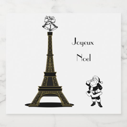 Santa Joyeux Noel Paris Franse Kerstmis Sparkling Wijnetiket (Enkel label)