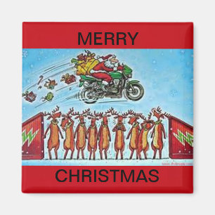 Santa Jumping Reindeer op een koelkast Magnet Magneet