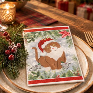 Santa Kat & Elf Muizen Papieren Gastendoek Servet