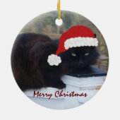 Santa Kat: kerstversiering Keramisch Ornament (Achterkant)