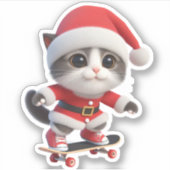 Santa kat komt naar de stad sticker (Voorkant)