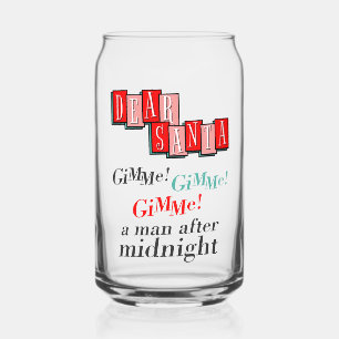 Santa Kerstbrief Retro Geef Me Een Man Na Midderna Blikvorm Glas