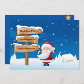 Santa Kerstfeestdag Kaart uitnodiging (Voorkant / Achterkant)