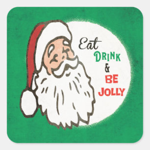 Santa Kerstfeestdag Retro Vierkante Sticker
