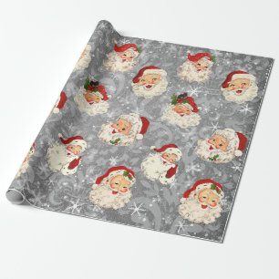 Santa Kerstkerstontvlechting Damask Cadeaupapier
