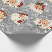 Santa Kerstkerstontvlechting  Damask Cadeaupapier (Hoek)