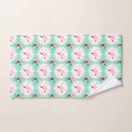 Santa Kerstmis met Pickleball Ogee Pattern-ronde Bad Handdoek (Handdoek)