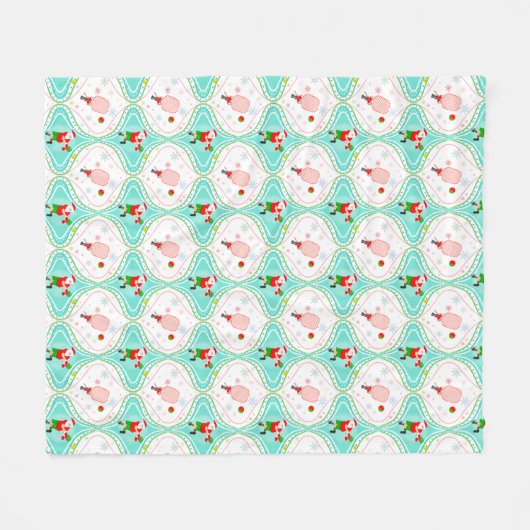 Santa Kerstmis Pickleball Ogee Pattern Fleece Deken (Voorkant (Horizontaal))