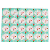 Santa Kerstmis Pickleball Ogee Pattern Groot Cadeauzakje (Achterkant)