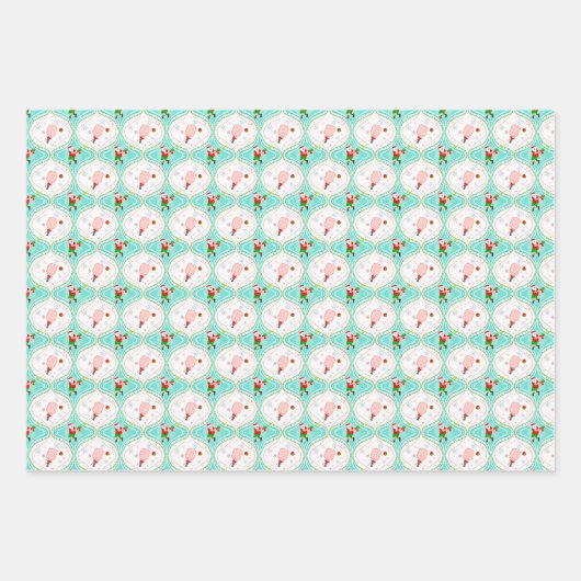 Santa Kerstmis Pickleball Ogee Pattern Inpakpapier Vel (Voorkant 3)