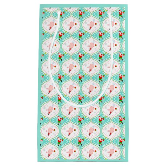 Santa Kerstmis Pickleball Ogee Pattern Klein Cadeauzakje (Voorkant)