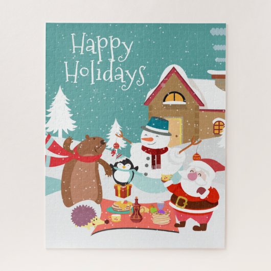 Santa Kerstmis Picnic Puzzle Legpuzzel (Verticaal)