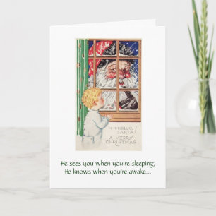  - Santa kijkt in, Feestdagen Kaart