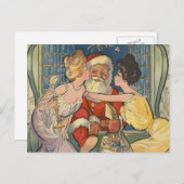 Santa Kissing Vintage Christmas Kaart (Voorkant / Achterkant)