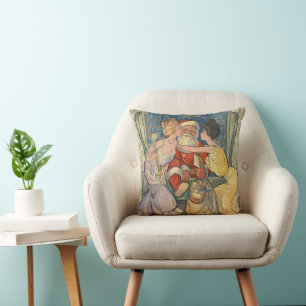 Santa Kissing Vintage Christmas Kaart Kussen