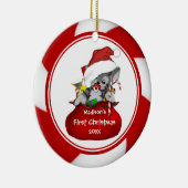 Santa Kitten Baby's eerste kerstsieraad Keramisch Ornament (Rechts)