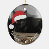 Santa Kitten kerstversiering Keramisch Ornament (Links)