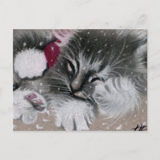 Santa Kitty Cat Briefkaart (Voorkant)