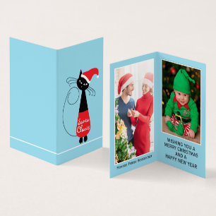 Santa Klauwen, Familie Foto Kerstmis Kaart Visitekaartjes