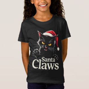 Santa Klauwen – Grappig Zwart Kat Kerstontwerp T-shirt