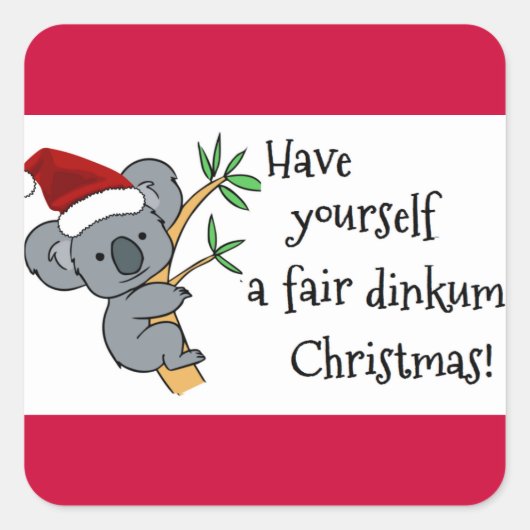 Santa Koala - Fair Dinkum Vierkante Sticker (Voorkant)