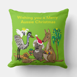 Santa koala geeft Aussie kerstcadeautje Throw Kussen