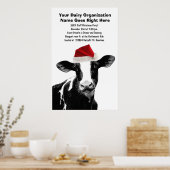 Santa Koe - ZuivelKoe met Santa Hat Poster (Keuken)