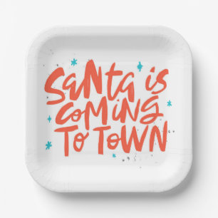 Santa komt naar de stad Holiday Design Papieren Bordje