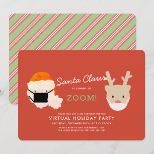 Santa komt naar Zoom Red Virtual Holiday Party I Kaart