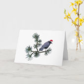 Santa Kraai Pijnboom Kerstkaart Kaart (Gele Bloem)