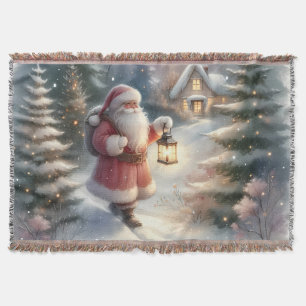 Santa Lantaarn Wandel Winterhuisje Scene Deken