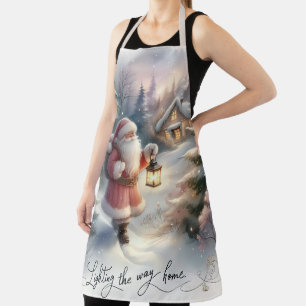 Santa Lantern Walk Winter Cottage Scene Schort