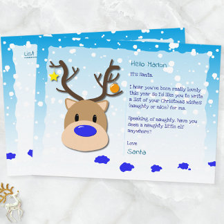 Santa Letter, Christmas List, Postcard For kids Feestdagenkaart