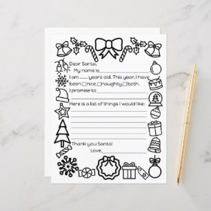 Santa Letter kleurplaat