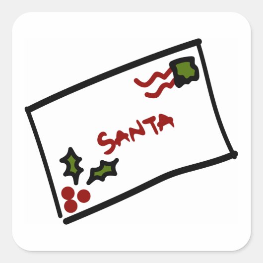 Santa Letter Vierkante Sticker (Voorkant)