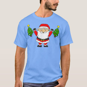 Santa Lifting kerstbomen Funny Snatch Barbell T-shirt