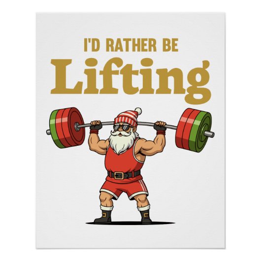 Santa Lifting Weights Perfect Poster (Voorkant)
