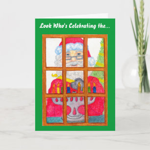 Santa Lighting Menorah Kaart