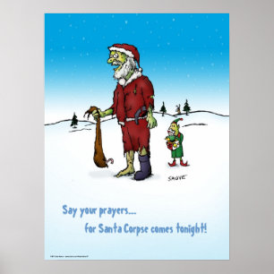 Santa Lijk Zombie Cartoon Poster