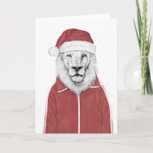 Santa lion feestdagen kaart (Voorkant)