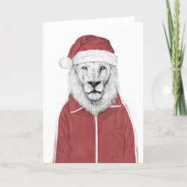 Santa lion feestdagen kaart