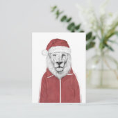 Santa lion feestdagenkaart (Staand voorkant)