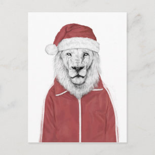 Santa lion feestdagenkaart