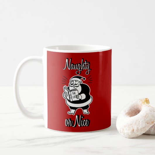 Santa List Naughty of Nice kerstkoffie Mok (Met donut)