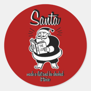 Santa List Naughty of Nice kerstronde Sticker