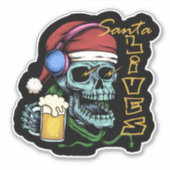 Santa Lives Skull ID857 Sticker (Voorkant)