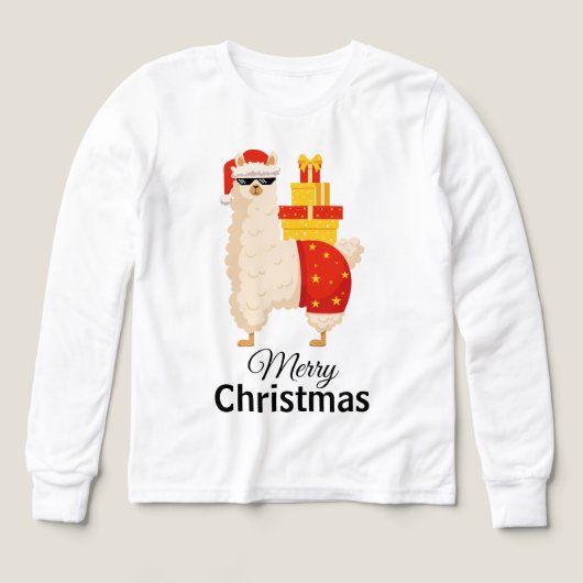 Santa Llama Disco Drôle Minimaliste Noël (Motif recto)