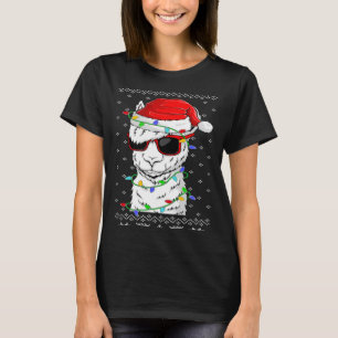 Santa Llama-kerstverlichting llama-kerstmis T-shirt