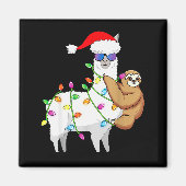 Santa Llama Xmas Funny Llama Sloth Christmas Magneet (Voorkant)