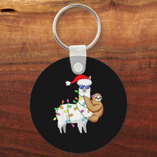 Santa Llama Xmas Funny Llama Sloth Christmas Sleutelhanger (Voorkant)